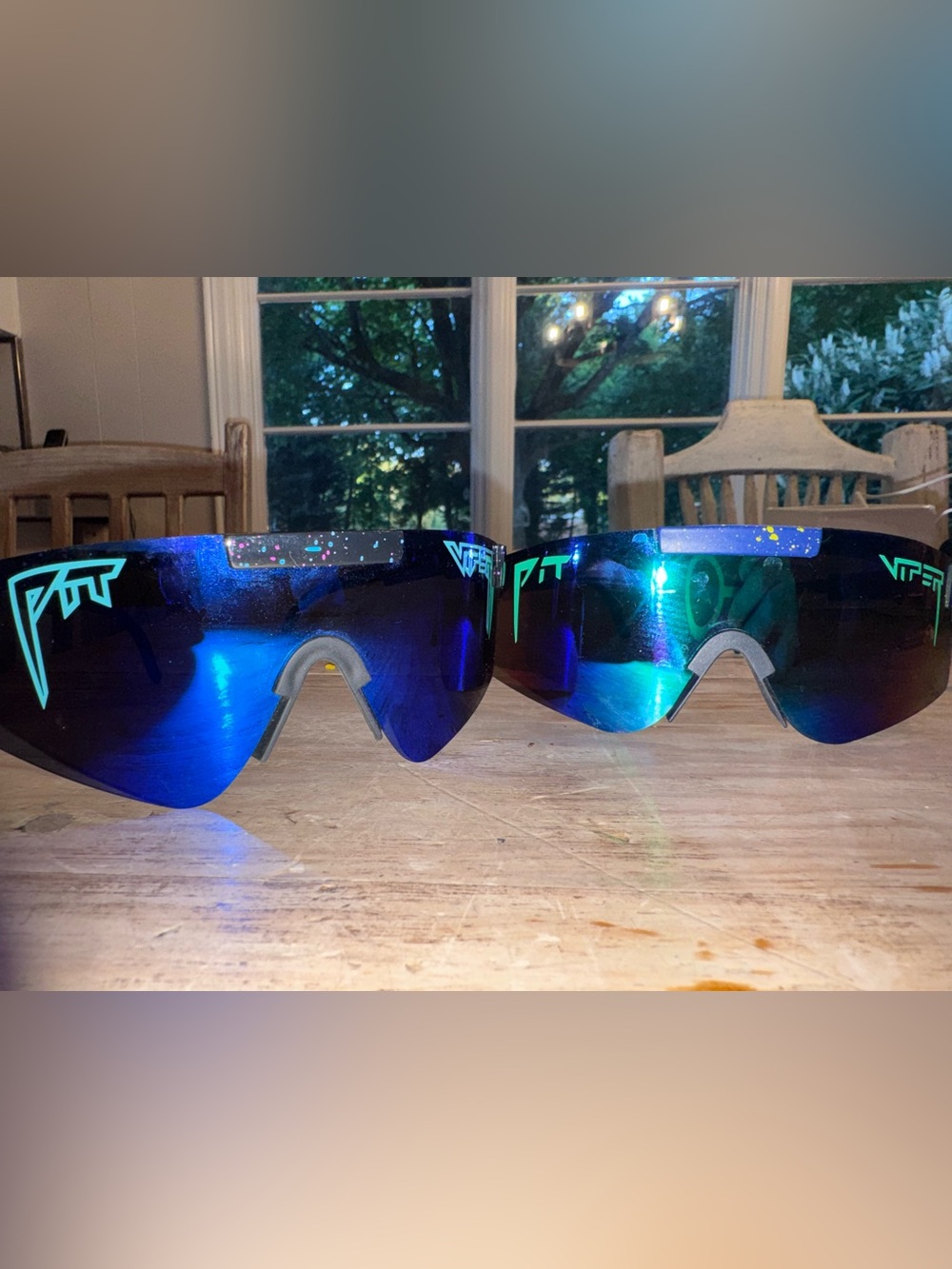 Pit Viper Blue and black The 1993  Original Mirrored Shield Sunglasses